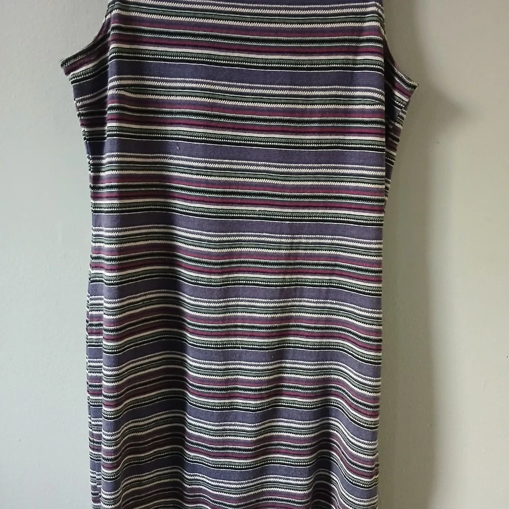 Embassy Row Women's Size S Vintage Maxi Dress Front Slit Sleeveless Striped Knit